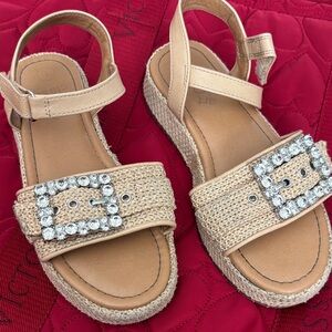 Beige Sandals with Rhinestone Buckle size 1